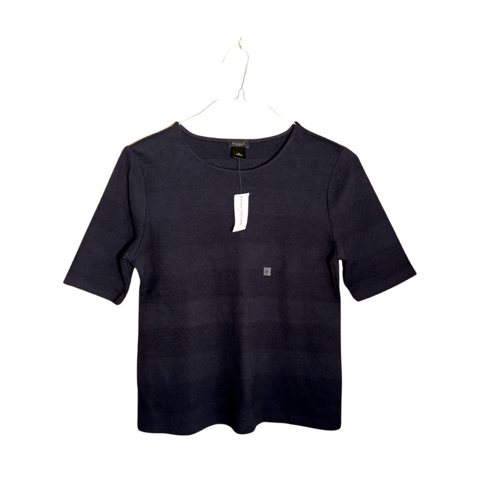 Ann Taylor Factory Navy Blue Cotton Polyester Blend Top - Size Medium - NWT